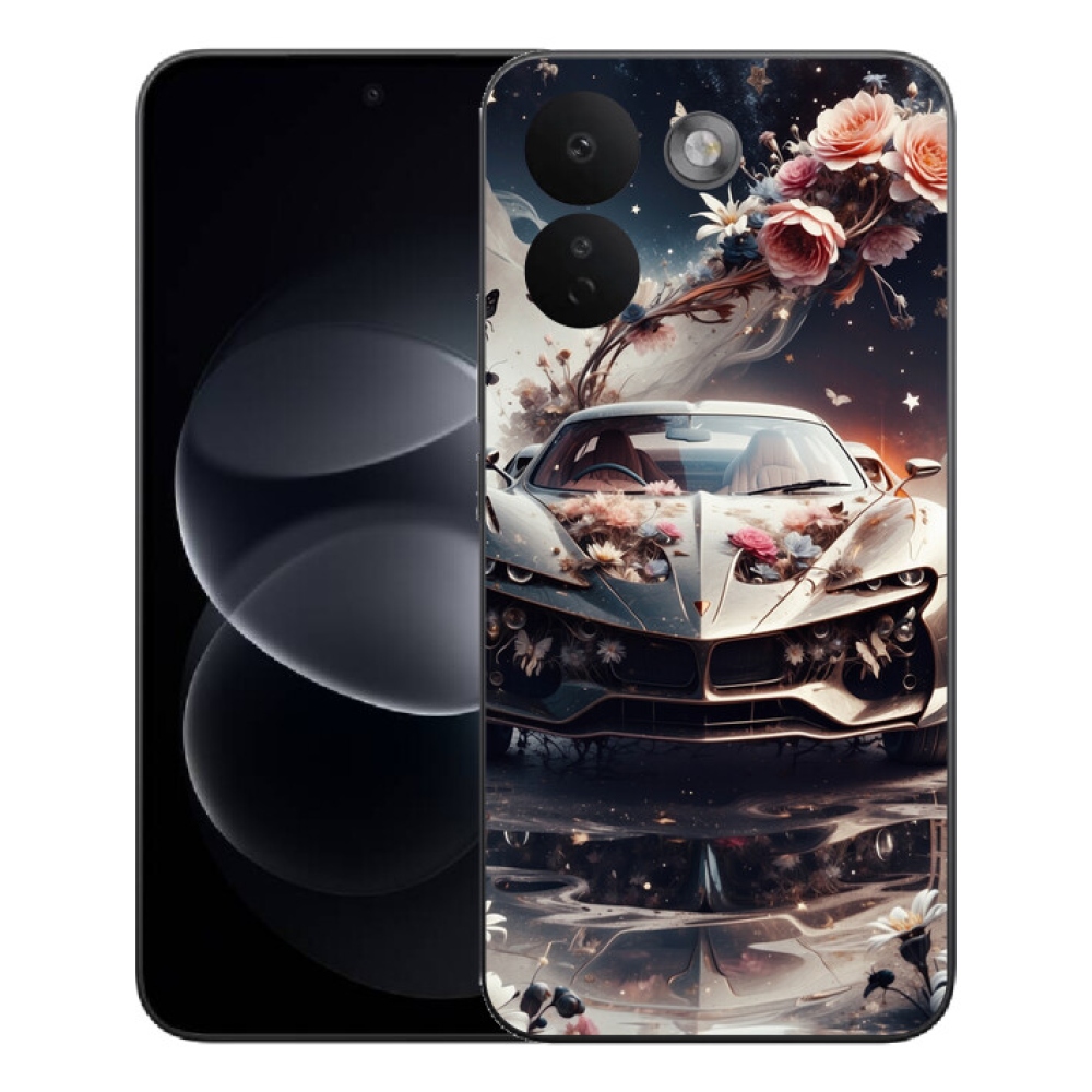 mmCase gél tok a Xiaomi Redmi Note 17 Pro Max 5G-hez – virágos sportautó