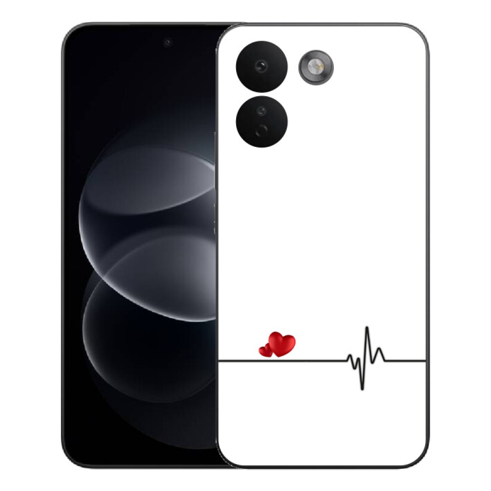 mmCase géltok a Xiaomi Redmi Note 17 Pro Max 5G-hez – szív és pulzus fehér háttérrel