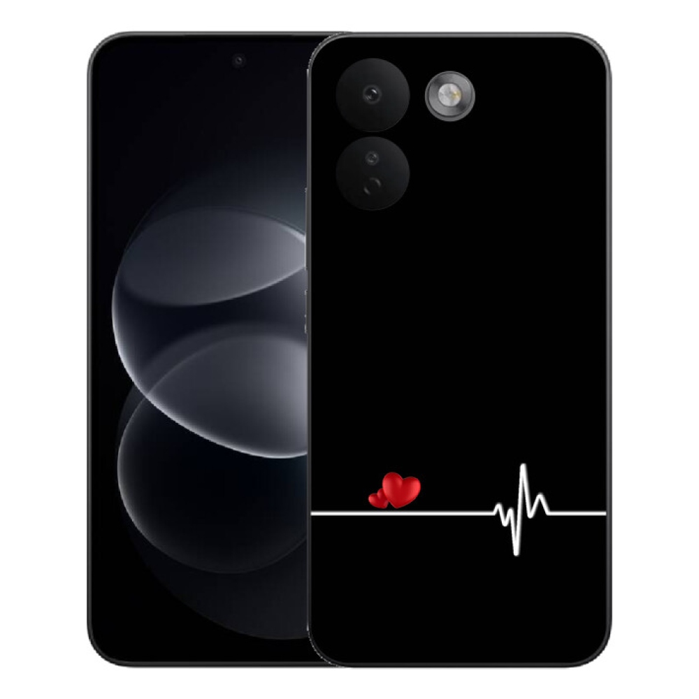 mmCase géltok a Xiaomi Redmi Note 17 Pro Max 5G-hez – szív és pulzus fekete háttérrel