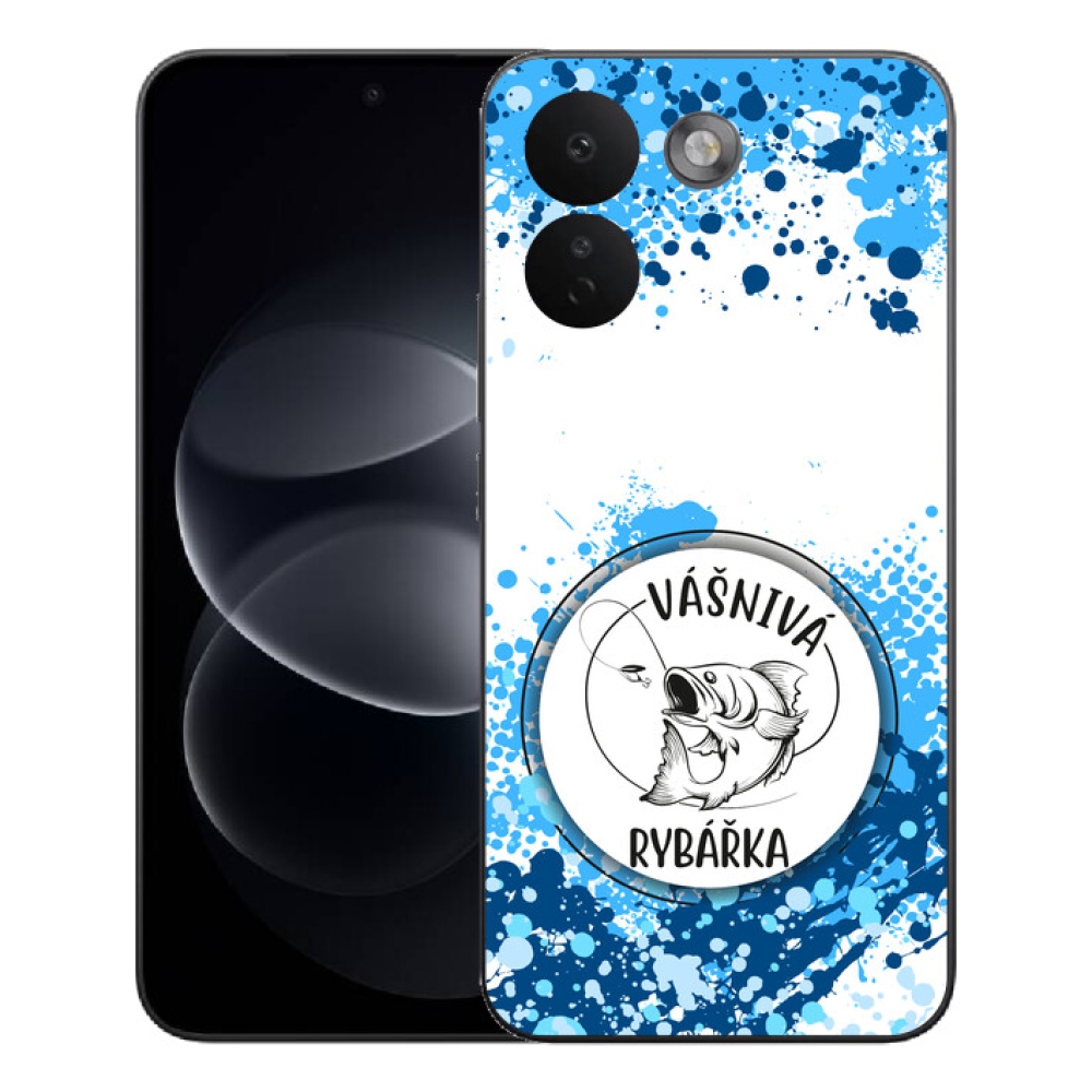 mmCase gél tok a Xiaomi Redmi Note 17 Pro Max 5G-hez – szenvedélyes horgásznő, fehér háttérrel