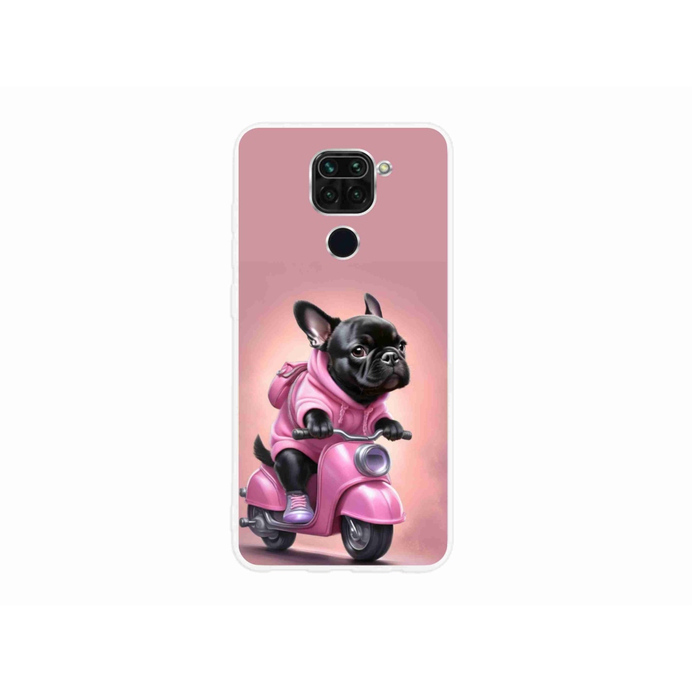 Gél borító mmCase a Xiaomi Redmi Note 9-hez - francia bulldog egy robogón