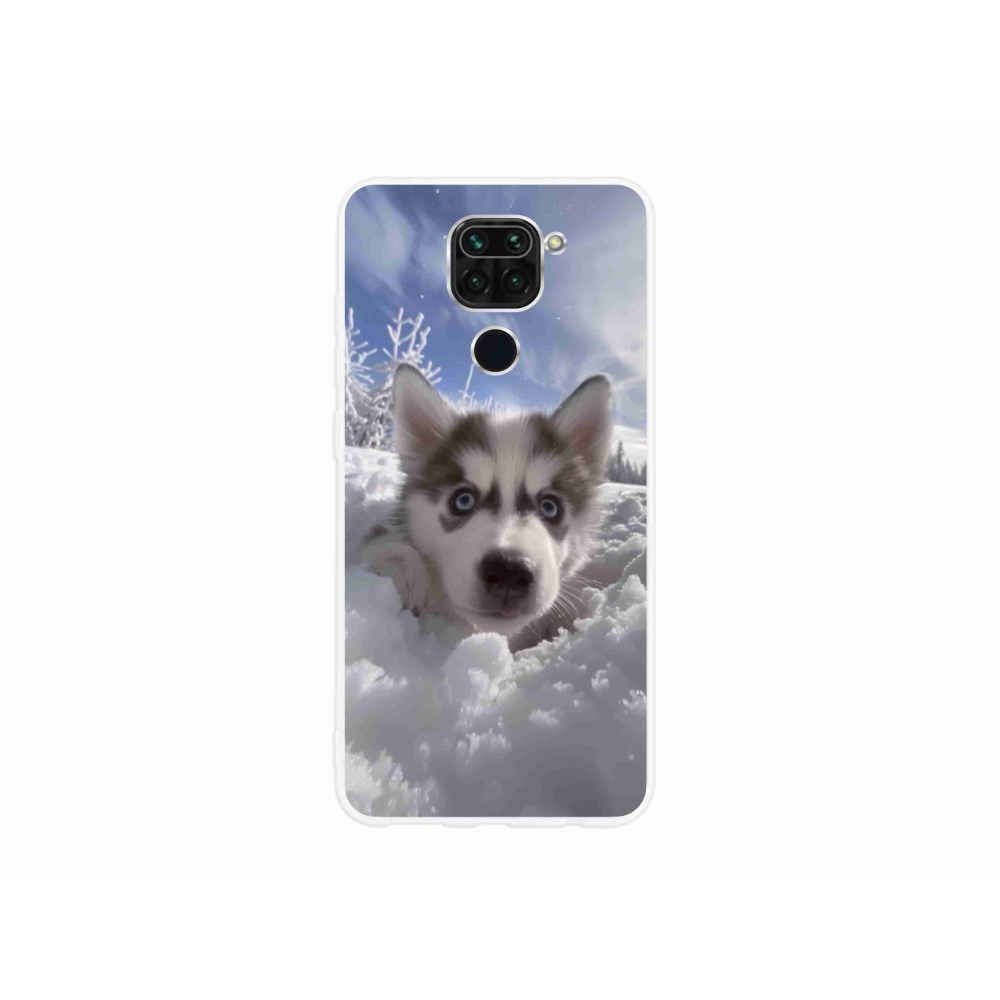 Gél borítás mmCase a Xiaomi Redmi Note 9-hez - husky a hóban