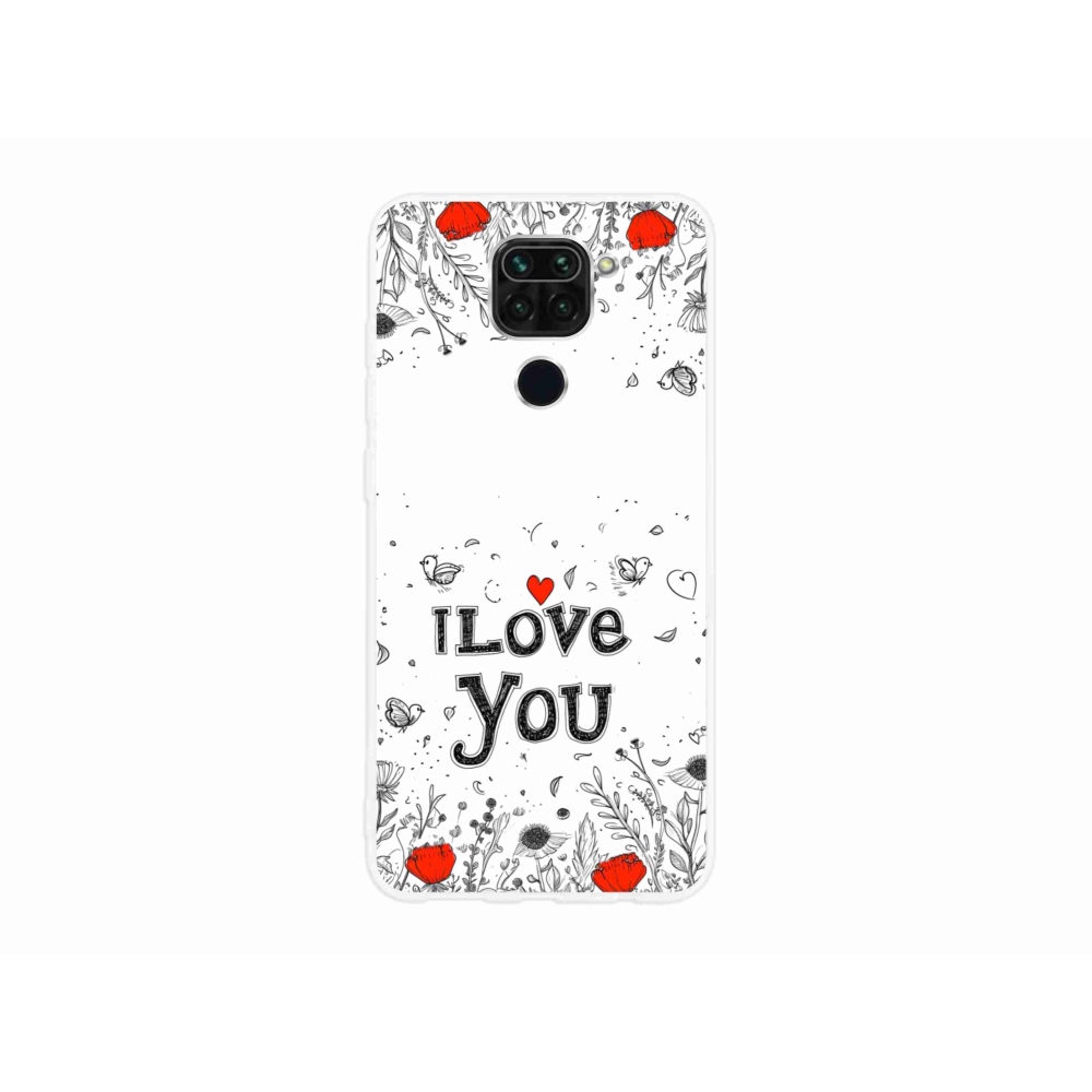 Gél borítás mmCase a Xiaomi Redmi Note 9-hez - I love you fehér háttérrel