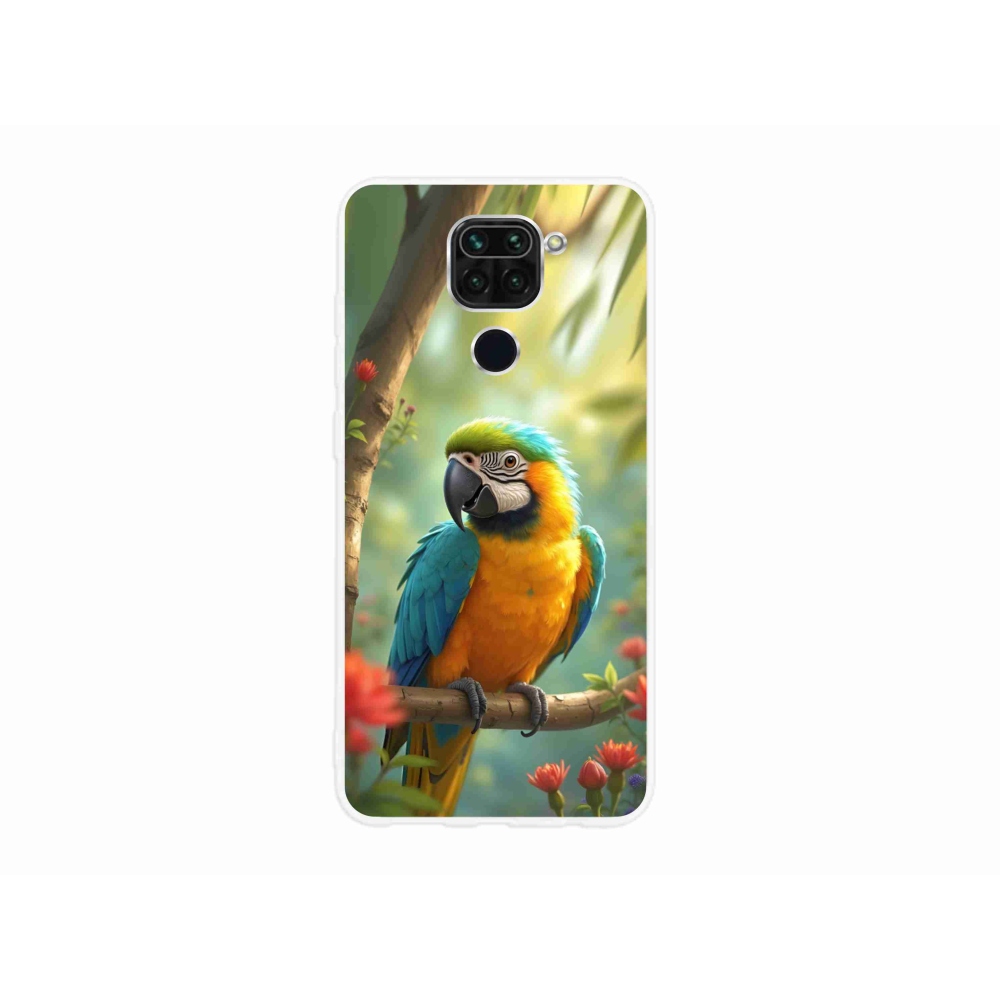 Gél borítás mmCase a Xiaomi Redmi Note 9-hez - papagáj ara kék és sárga
