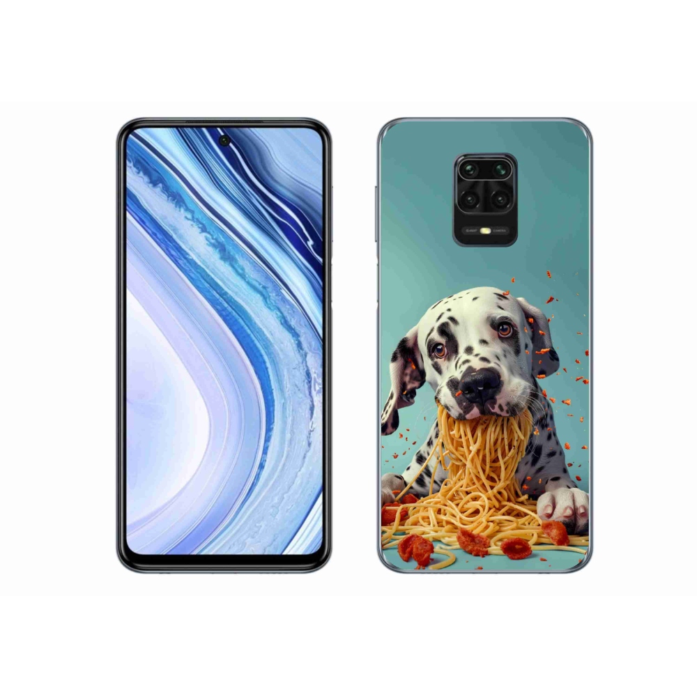 Gél borítás mmCase a Xiaomi Redmi Note 9 Pro számára - Dalmata és spagetti