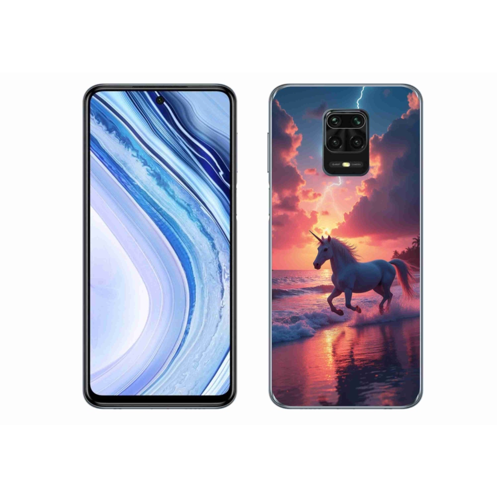 Gél borítás mmCase a Xiaomi Redmi Note 9 Pro számára - egyszarvú a tengerparton