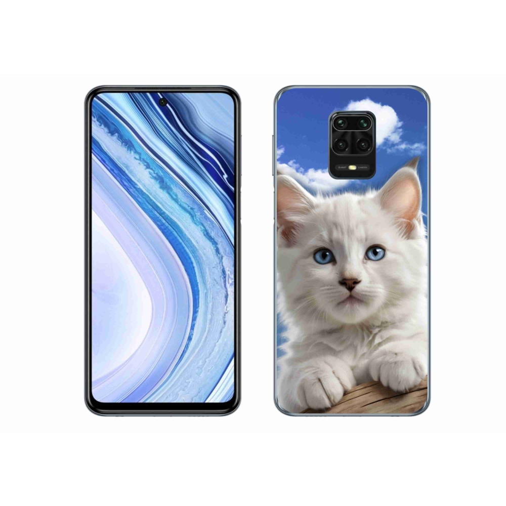 Gél borító mmCase a Xiaomi Redmi Note 9 Pro számára - cica és felhők