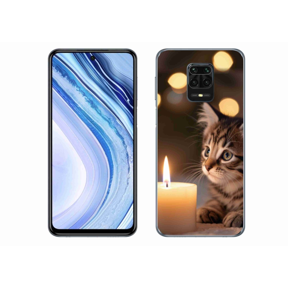 Gél borítás mmCase a Xiaomi Redmi Note 9 Pro számára - cica és gyertya