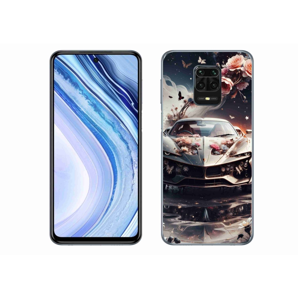 Gél borítás mmCase a Xiaomi Redmi Note 9 Pro számára - virágos sportkocsi