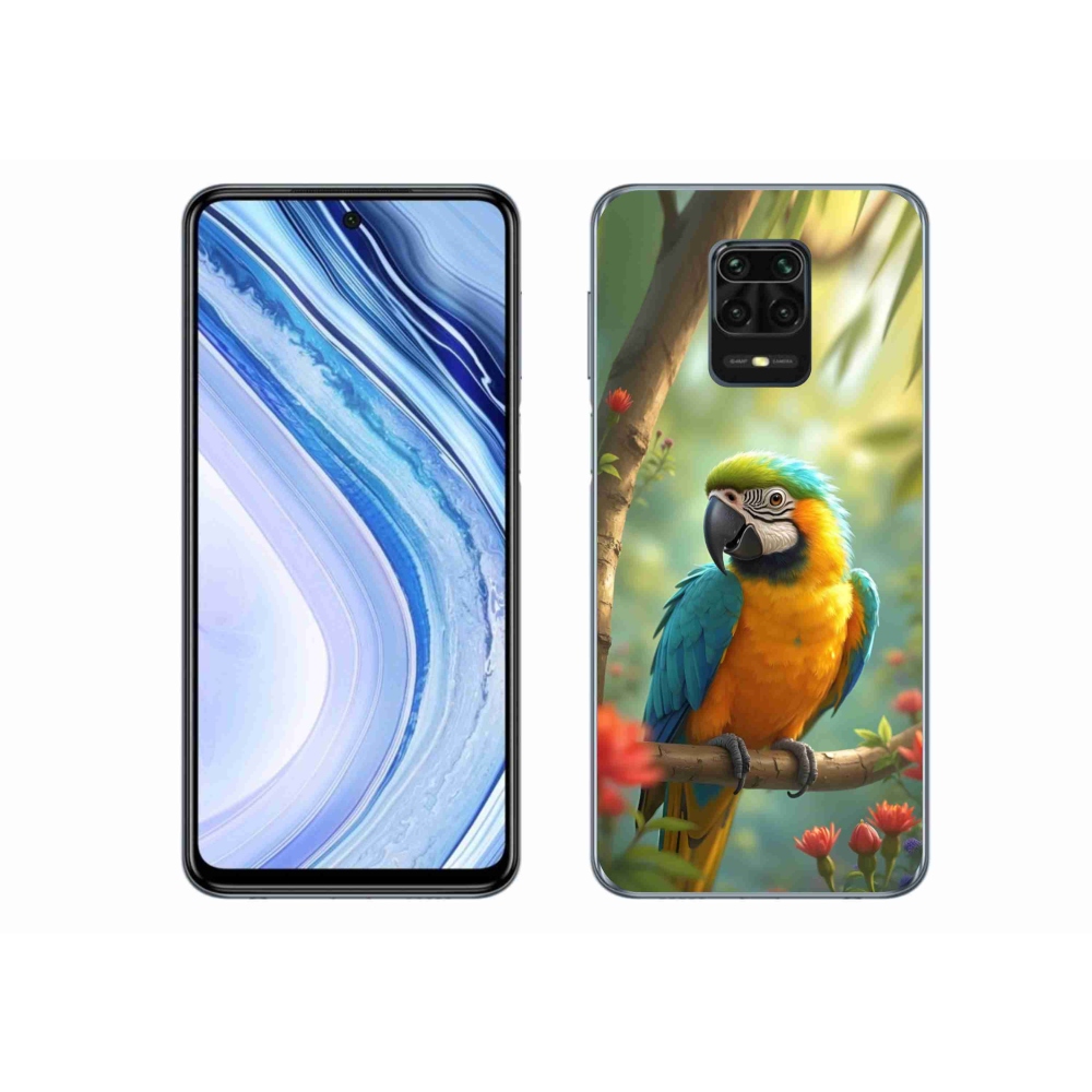Gél borítás mmCase a Xiaomi Redmi Note 9 Pro-hoz - papagáj ara kék és sárga