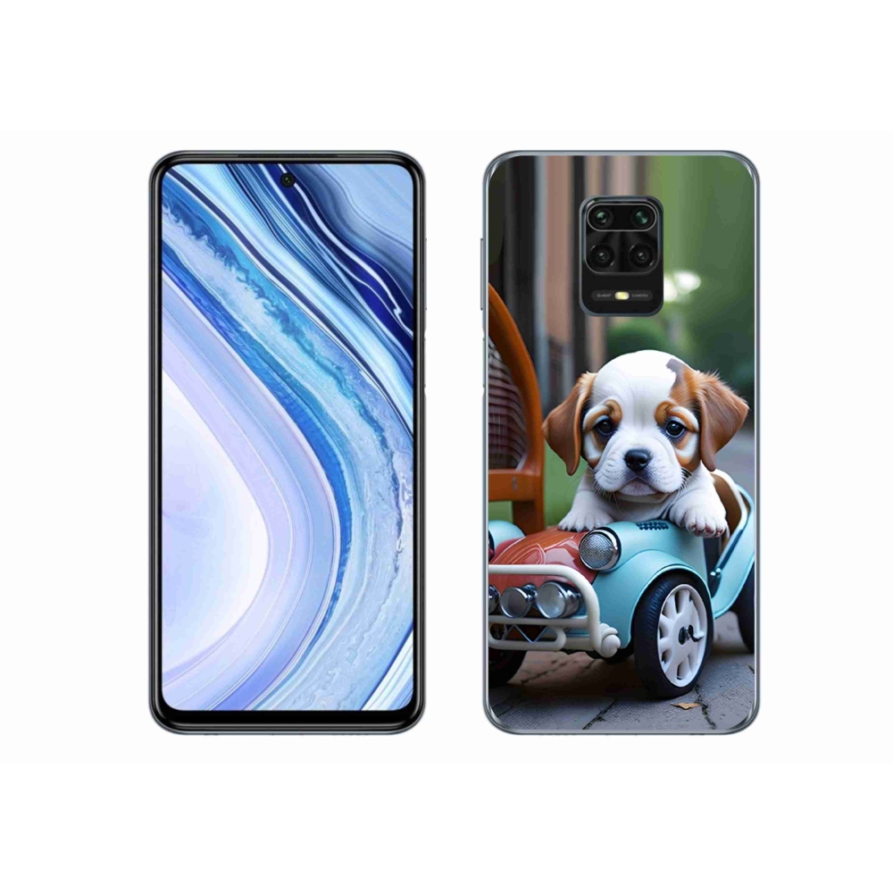 Gél borítás mmCase a Xiaomi Redmi Note 9 Pro - kiskutya retro autóban