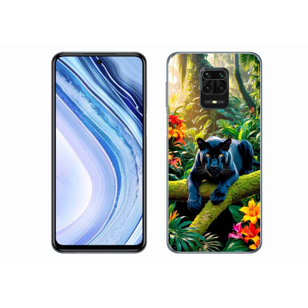 Gél borító mmCase a Xiaomi Redmi Note 9S-hez - fekete párduc a dzsungelben