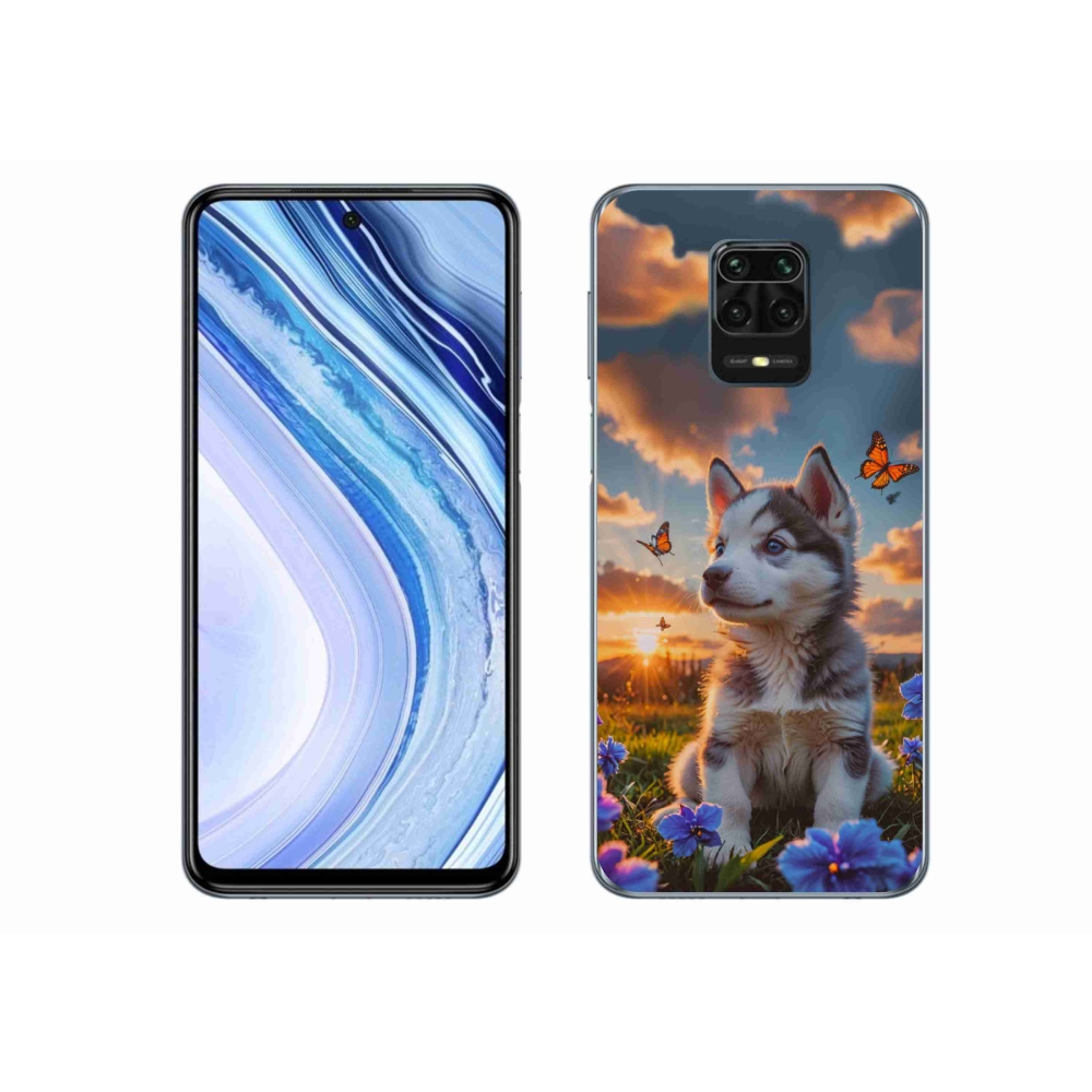 Gél borítás mmCase a Xiaomi Redmi Note 9S-hez - husky a naplementében