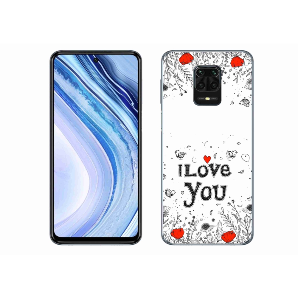 Gél borítás mmCase a Xiaomi Redmi Note 9S-hez - I love you fehér háttérrel