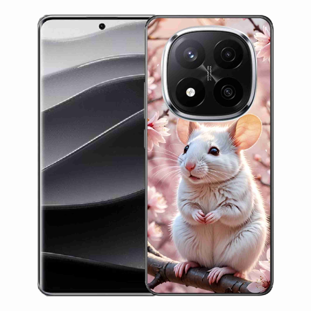 Gél borítás mmCase a Xiaomi Remdi Note 14 Pro+ 5G számára - fehér egér az ágon