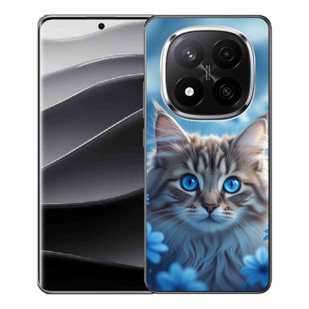 Gél borítás mmCase a Xiaomi Remdi Note 14 Pro+ 5G számára - kék virágos cica