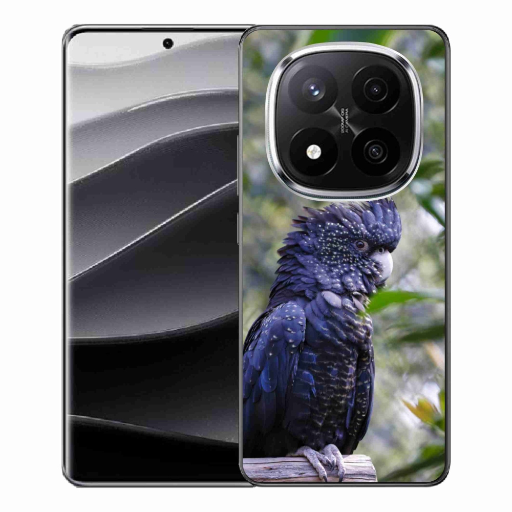 Zselés borítás mmCase a Xiaomi Remdi Note 14 Pro+ 5G számára - papagáj kakadu fekete