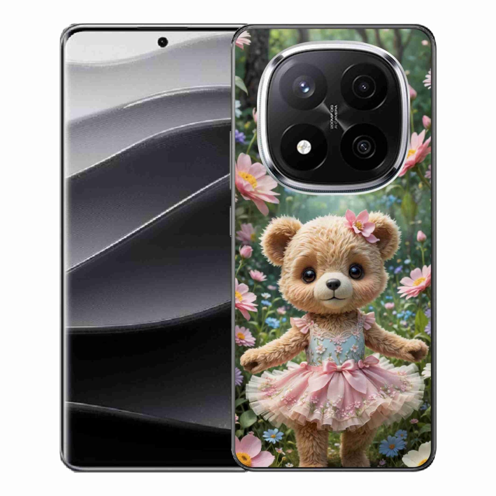 Gél borítás mmCase a Xiaomi Remdi Note 14 Pro+ 5G számára - aranyos virágos mackó virágokkal