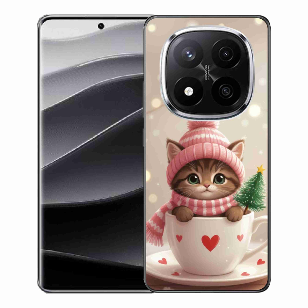 Gél borítás mmCase a Xiaomi Remdi Note 14 Pro+ 5G számára - Karácsonyi cica a csészében