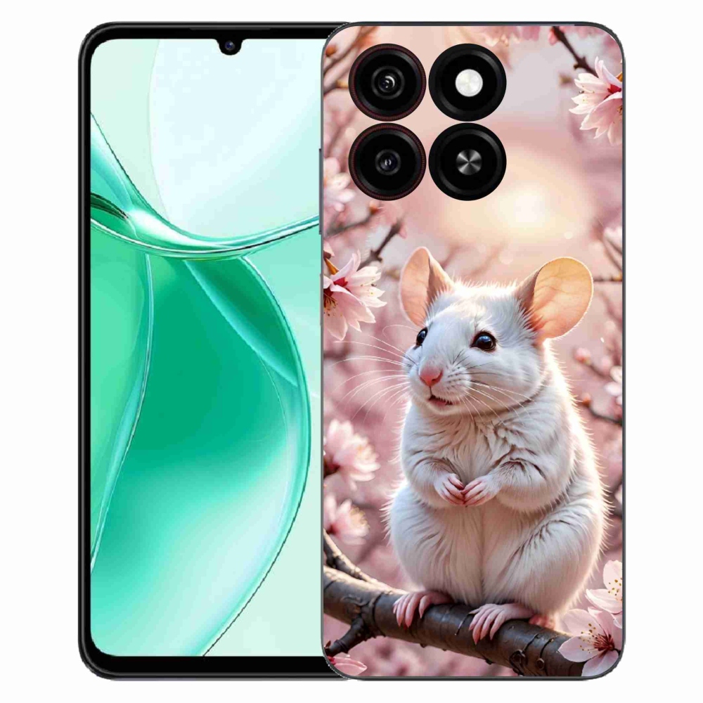 ZTE Blade A35 zselés tok mmCase - fehér egér az ágon