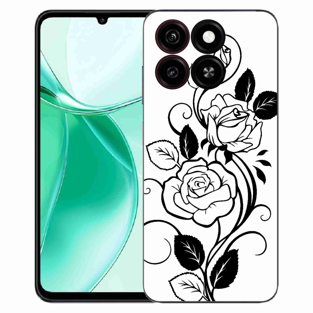 ZTE Blade A35 zselés tok mmCase - fekete és fehér rózsa