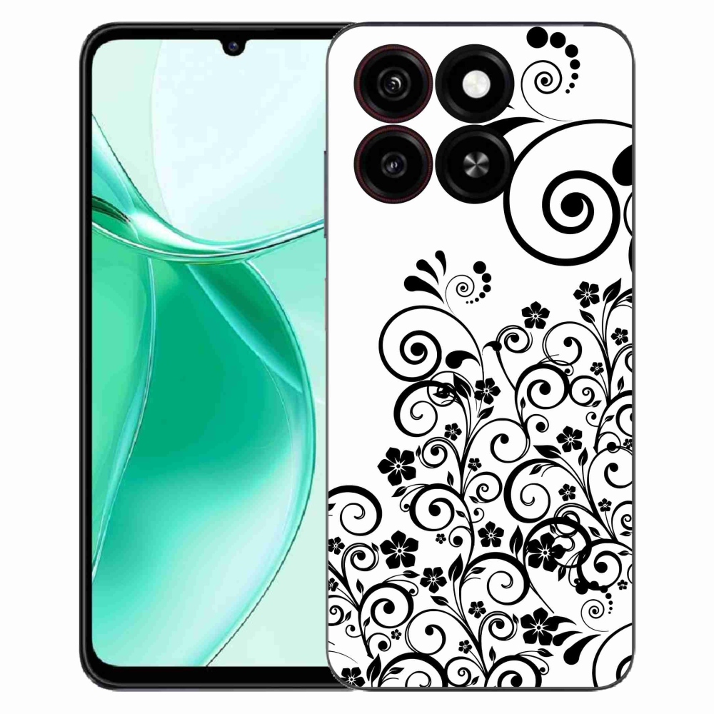 ZTE Blade A35 zselés borítás mmCase - fekete és fehér virágminták