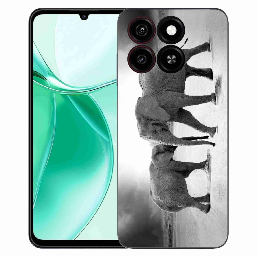 ZTE Blade A35 zselés tok mmCase - fekete és fehér elefántok