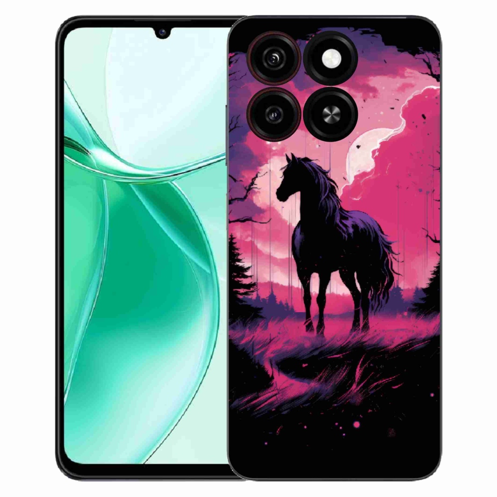 ZTE Blade A35 zselés tok mmCase - fekete rajzfilm ló 1