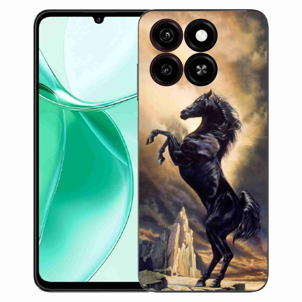 ZTE Blade A35 zselés tok mmCase - fekete rajzfilm lóhoz