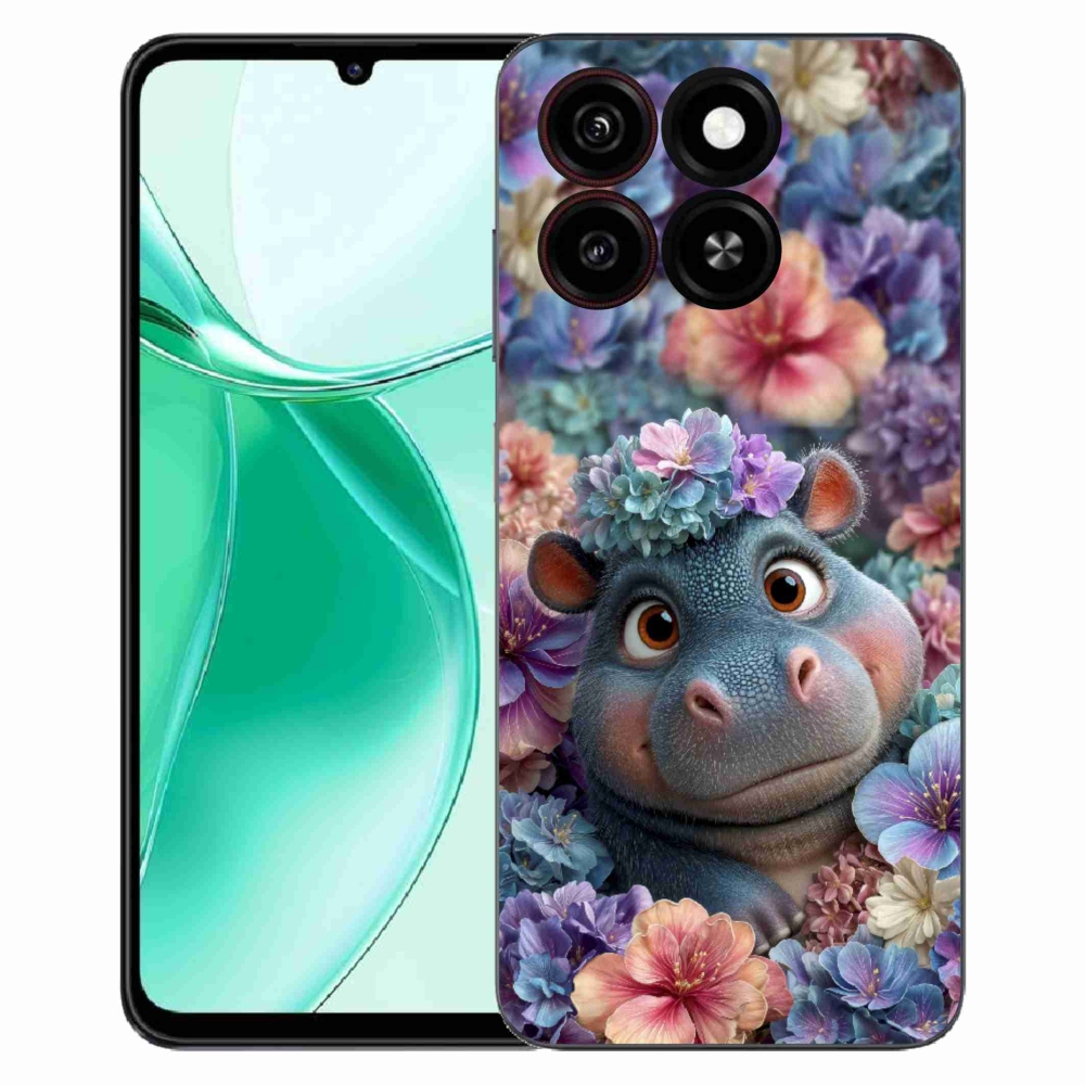 ZTE Blade A35 zselés tok mmCase - víziló virágokban