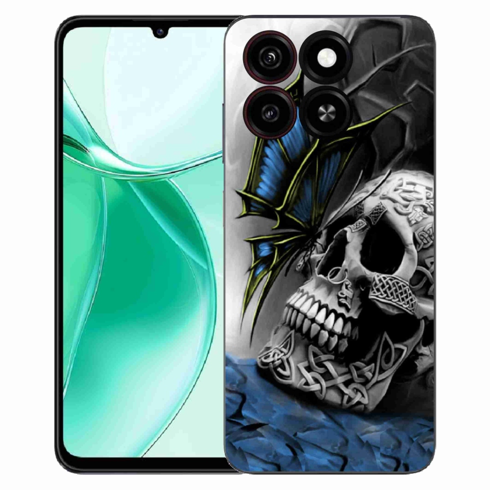 ZTE Blade A35 zselés tok mmCase - pillangó és koponya