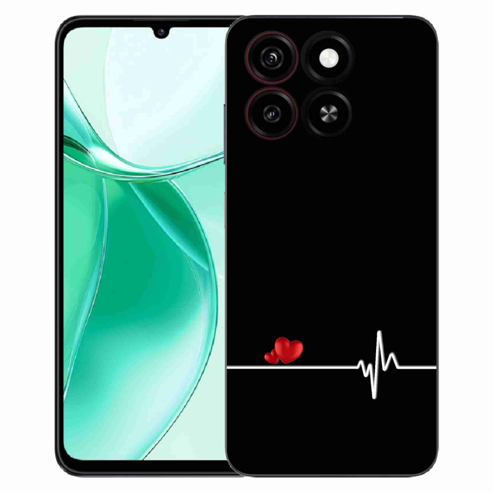 ZTE Blade A35 zselés borító mmCase - szív és szívverés fekete háttérrel