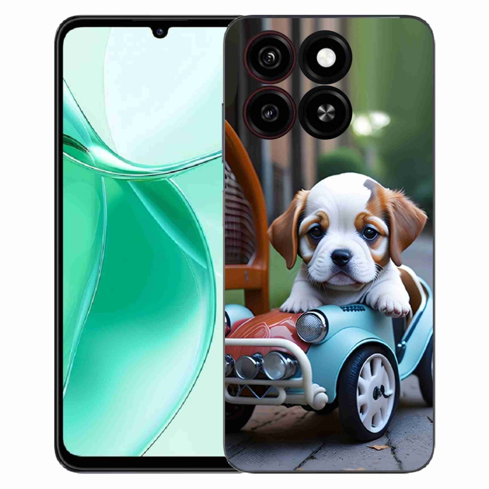 ZTE Blade A35 zselés borítás mmCase - kiskutya retro autóban