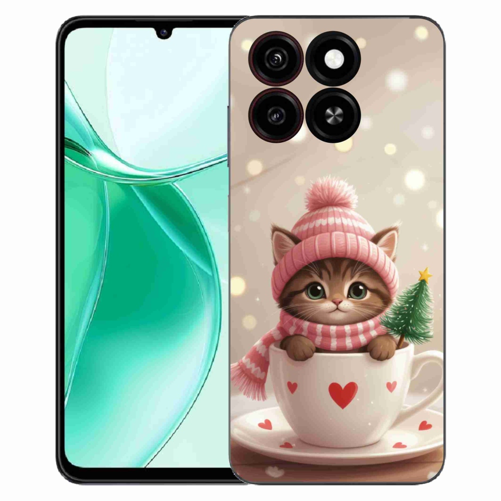 ZTE Blade A35 zselés borító mmCase - Karácsonyi cica a csészében