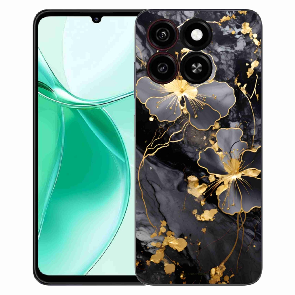 ZTE Blade A35 zselés tok mmCase - arany virágok