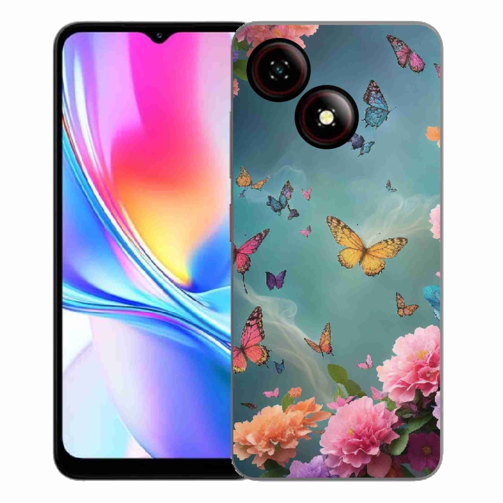ZTE Blade A35E zselés tok mmCase - színes virágok és pillangók