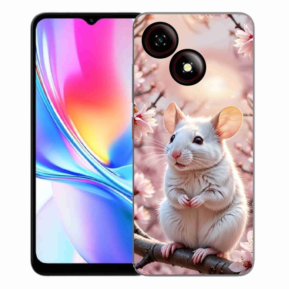 ZTE Blade A35E zselés tok mmCase - fehér egér az ágon