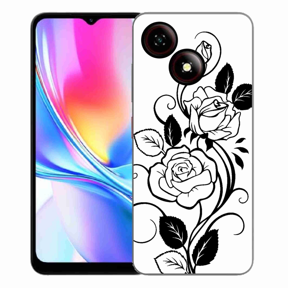 ZTE Blade A35E zselés tok mmCase - fekete és fehér rózsa