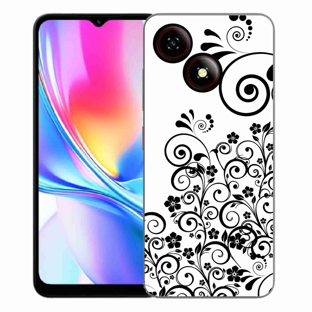 ZTE Blade A35E zselés borítás mmCase - fekete és fehér virágmintás borítás - ZTE Blade A35E
