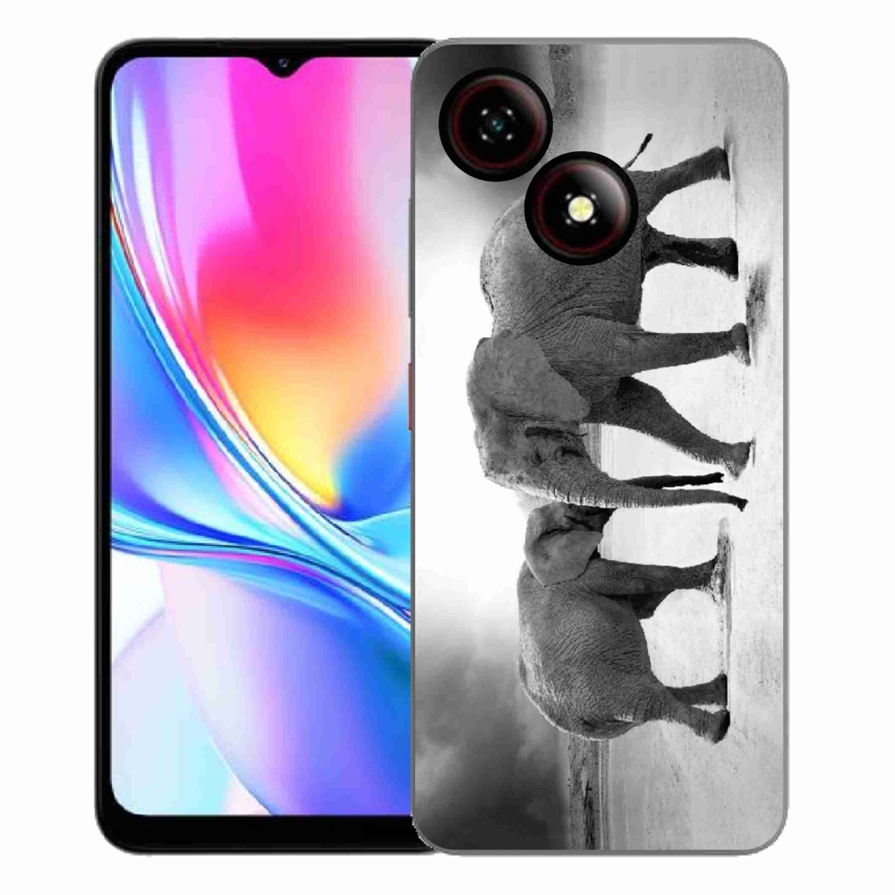 ZTE Blade A35E zselés borító mmCase - fekete és fehér elefántokhoz