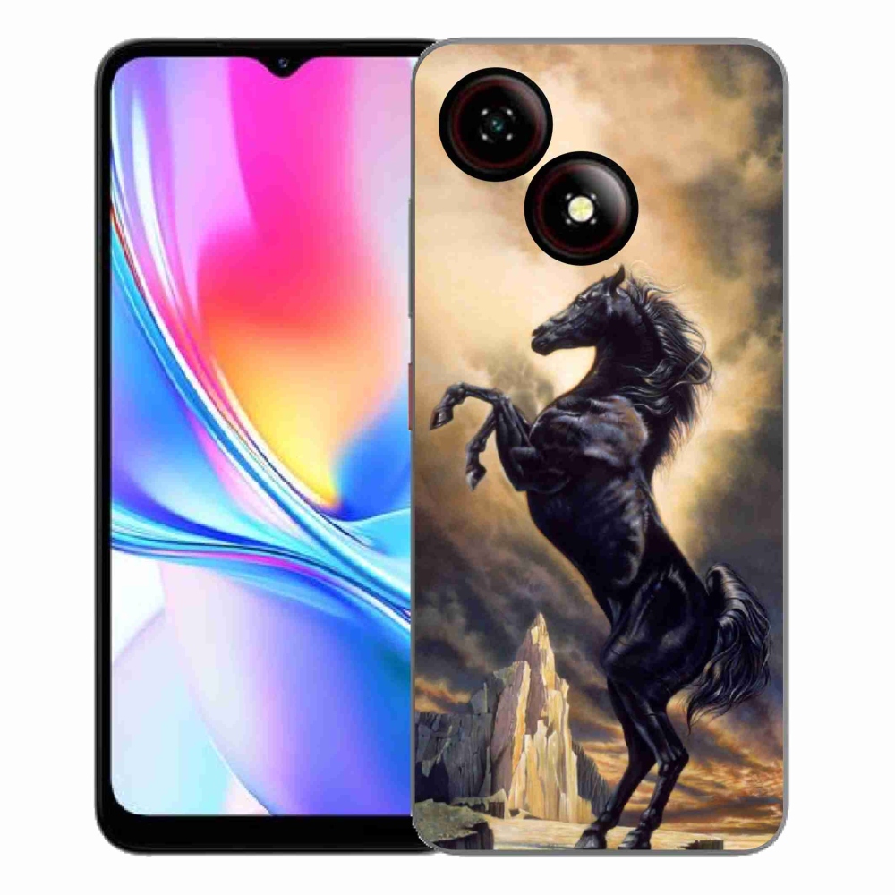 ZTE Blade A35E zselés tok mmCase - fekete rajzfilm lóhoz