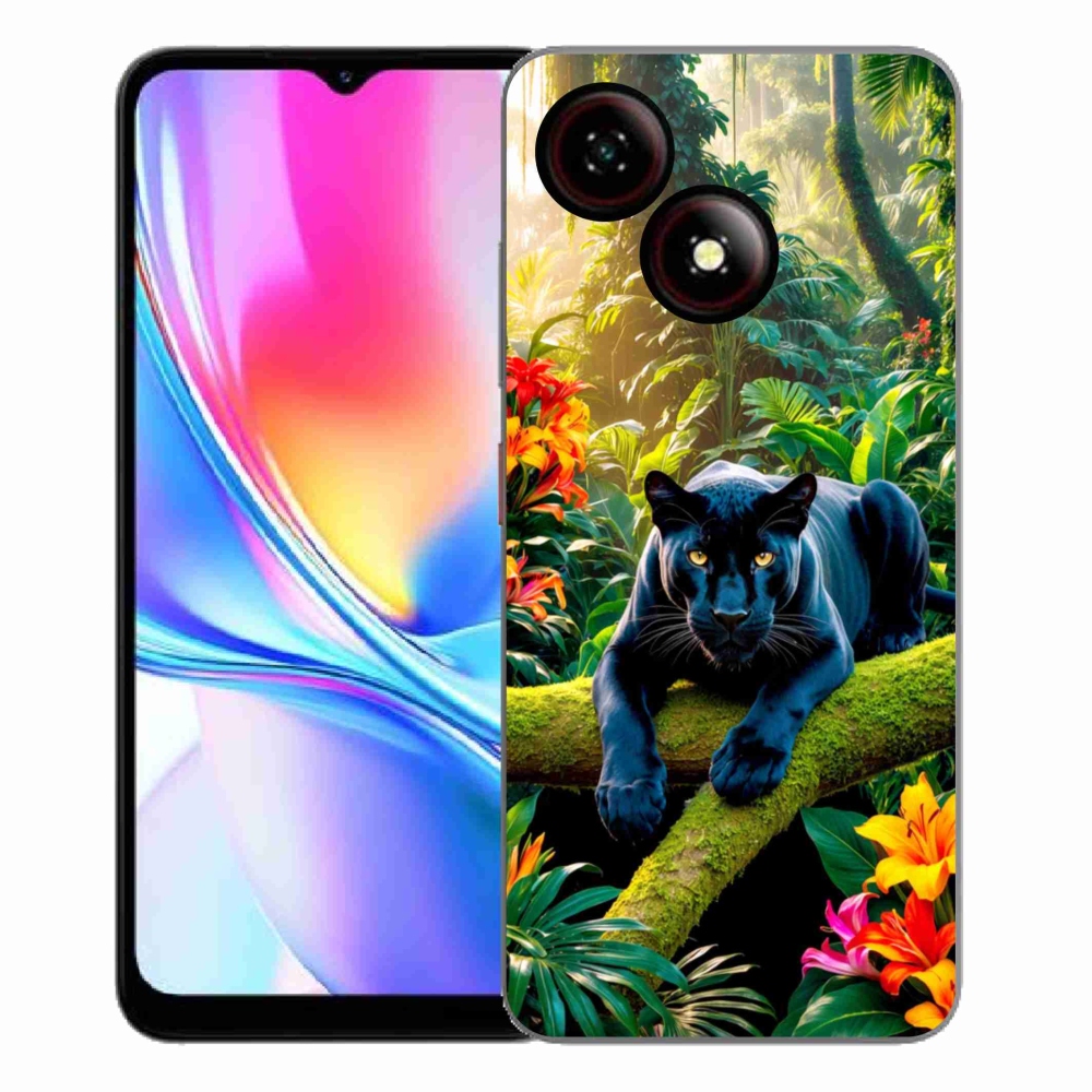 ZTE Blade A35E zselés tok mmCase - fekete párduc a dzsungelben