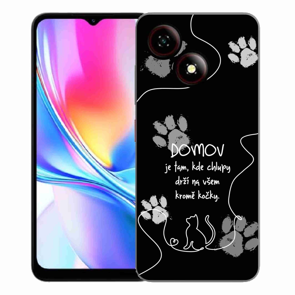 ZTE Blade A35E zselés tok mmCase - macska motívum fekete háttérrel