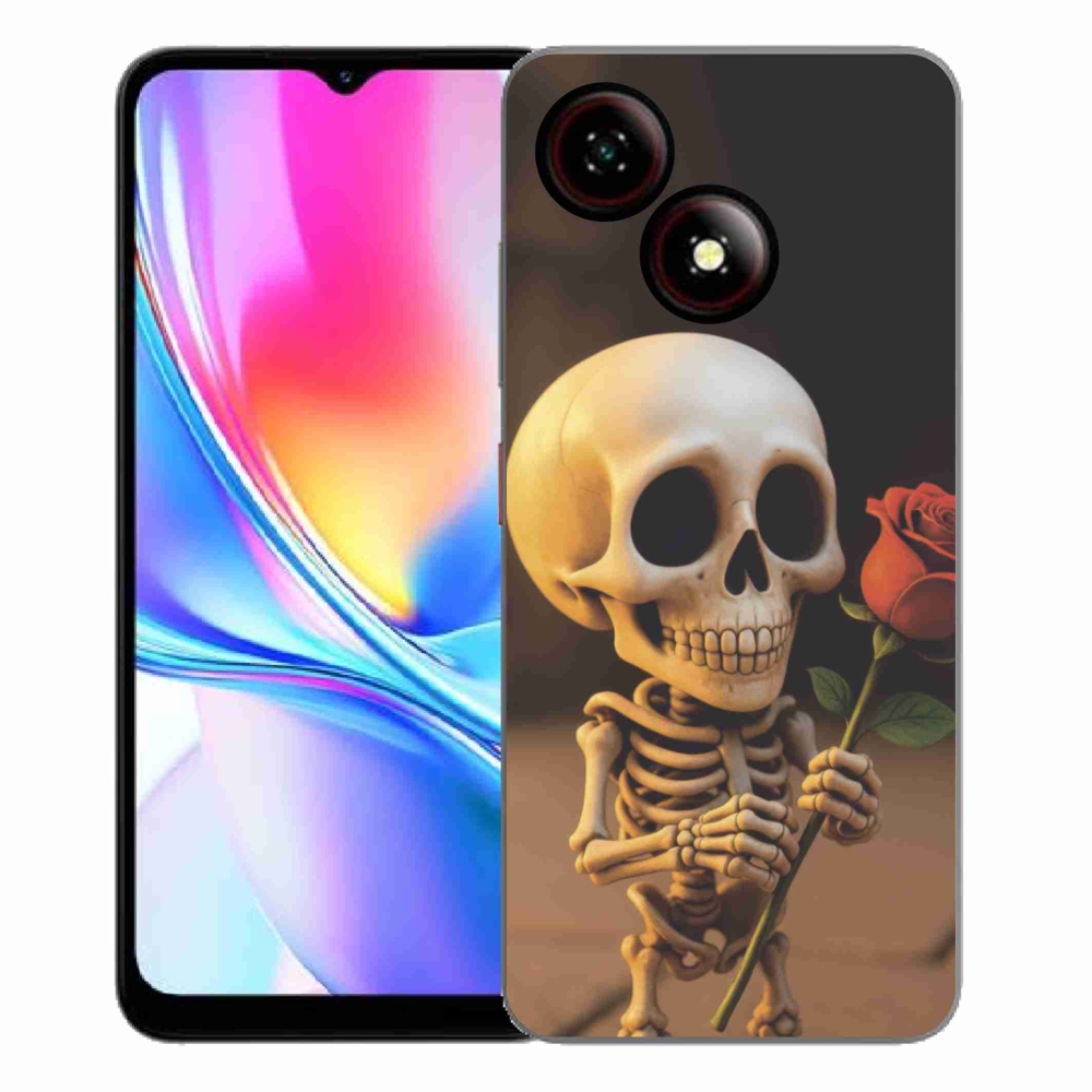 ZTE Blade A35E zselés borító mmCase - csontváz rózsával