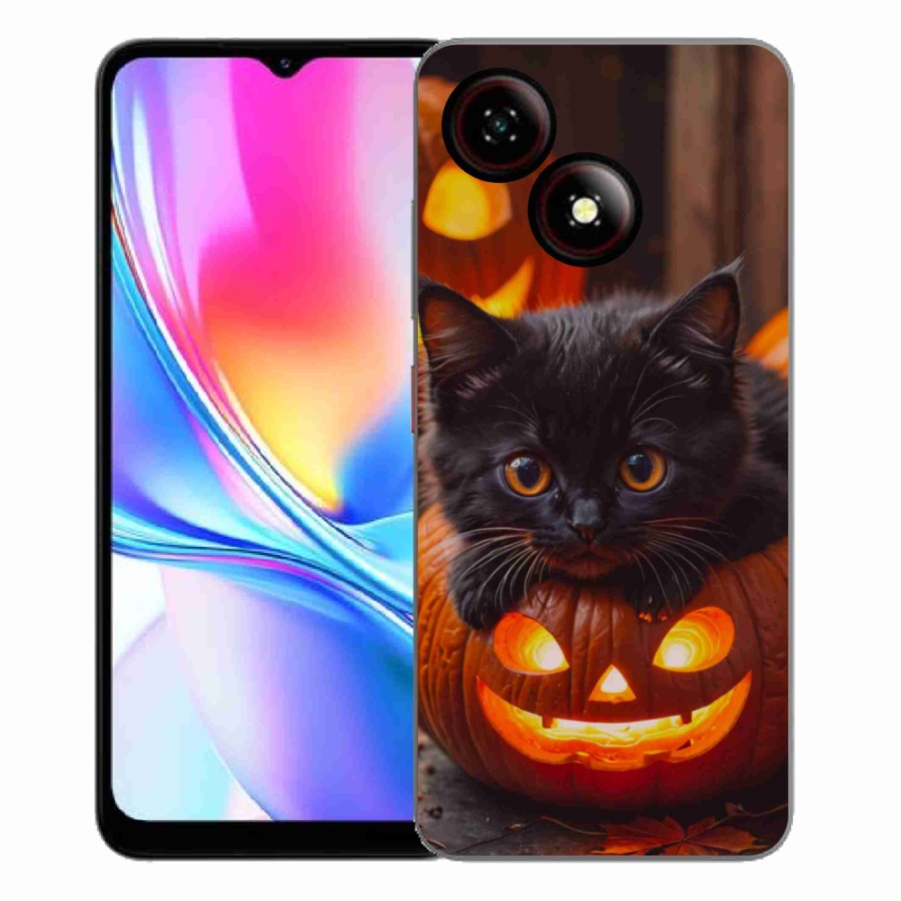 ZTE Blade A35E zselés borító mmCase - cica és tök - a ZTE Blade A35E számára