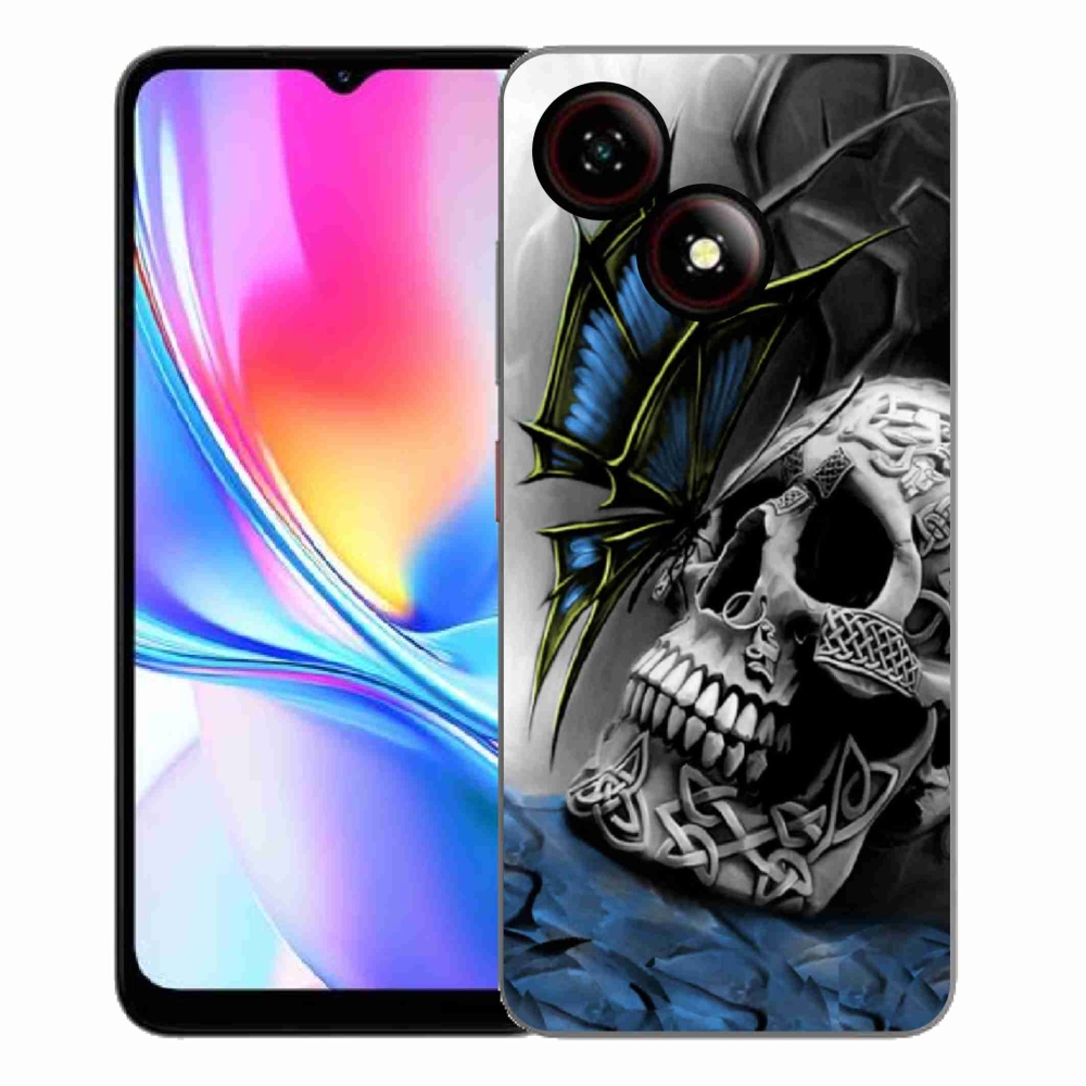 ZTE Blade A35E zselés tok mmCase - pillangó és koponya