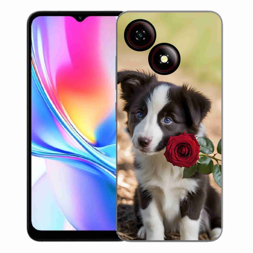 ZTE Blade A35E zselés borító mmCase - aranyos border collie rózsával