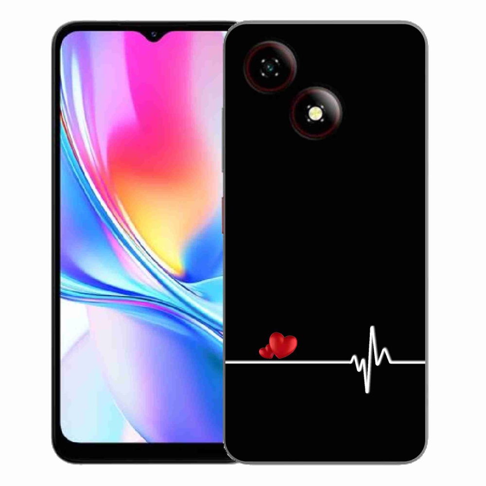 ZTE Blade A35E zselés borító mmCase - szív és szívverés fekete háttérrel