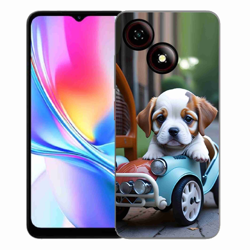 ZTE Blade A35E zselés borítás mmCase - kiskutya retro autóban