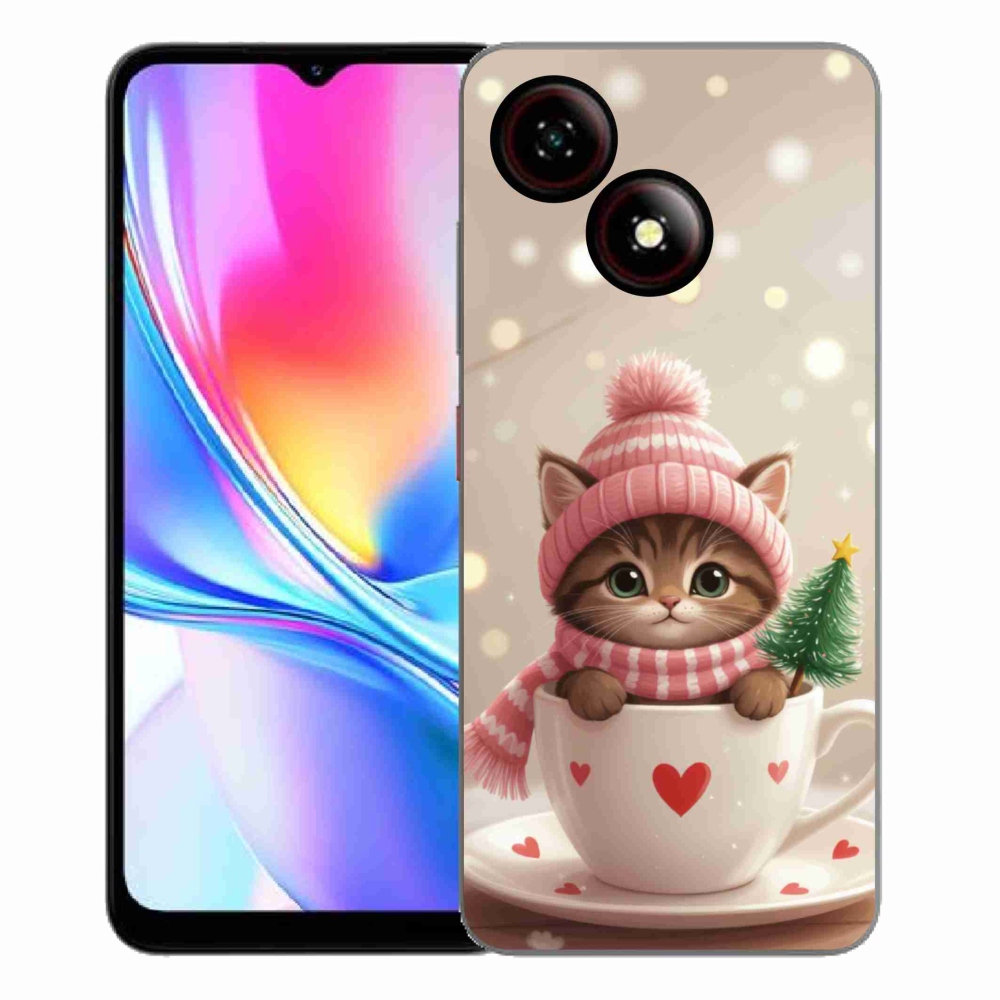ZTE Blade A35E zselés borító mmCase - Karácsonyi cica a csészében